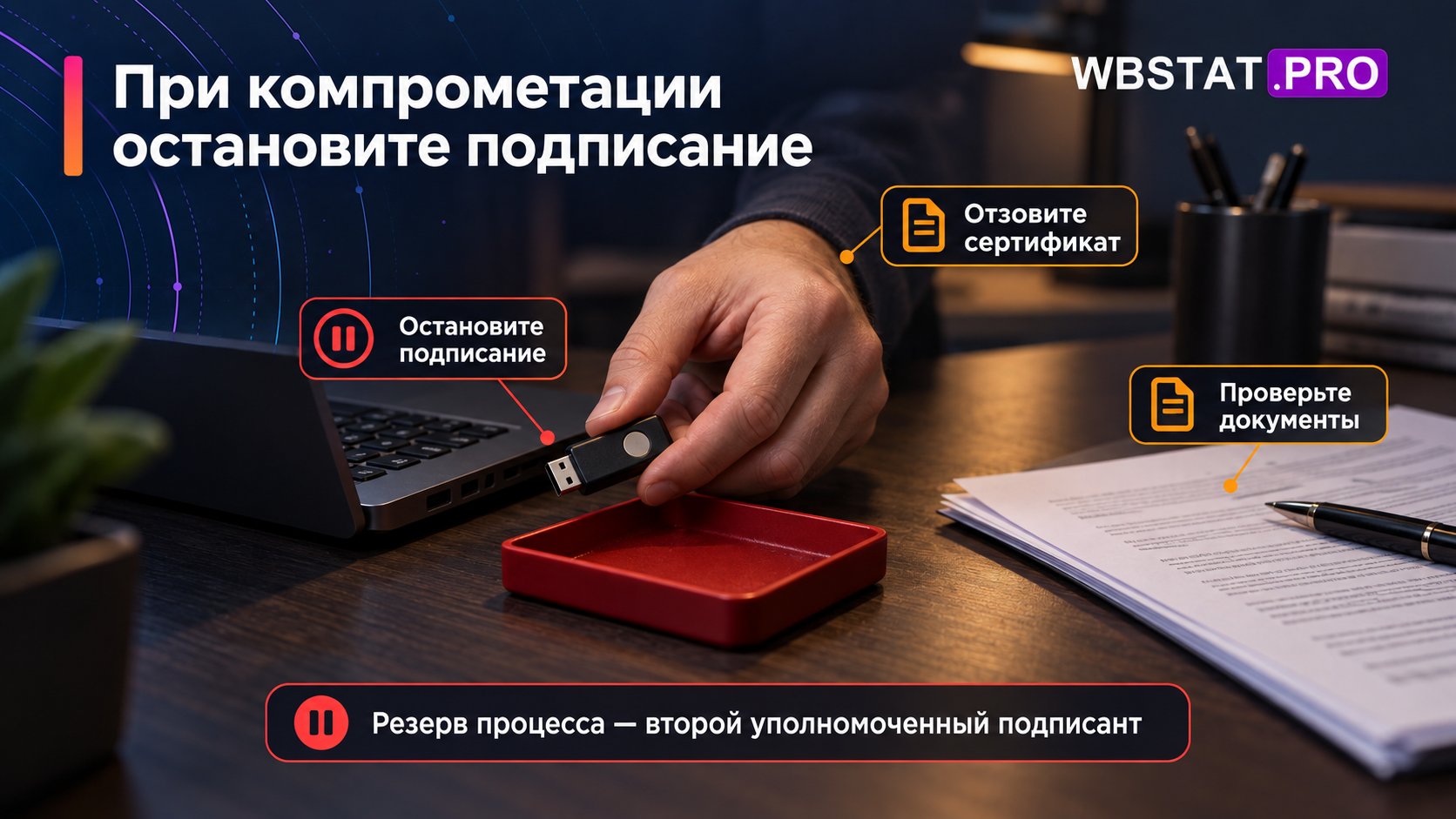 Изъятый из работы носитель сопровождают три срочных действия.